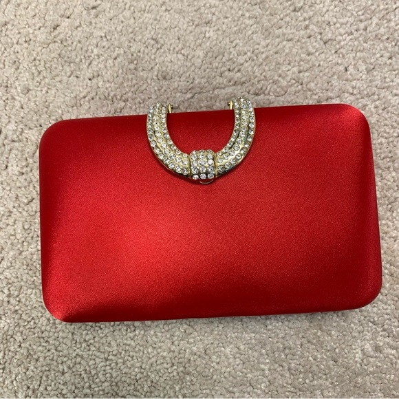 INC International Concepts Red Clutch with Silver Accent - Picture 14 of 14